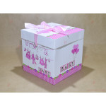Подаръчна кутия в бяло с розов декор Baby - 15см | PARTIBG.COM