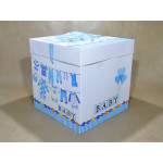 Подаръчна кутия в бяло със син декор Baby - 30см | PARTIBG.COM