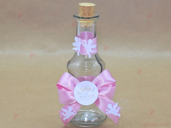 Шишенце за олио/светена вода г. в розово с ангелче | PARTIBG.COM