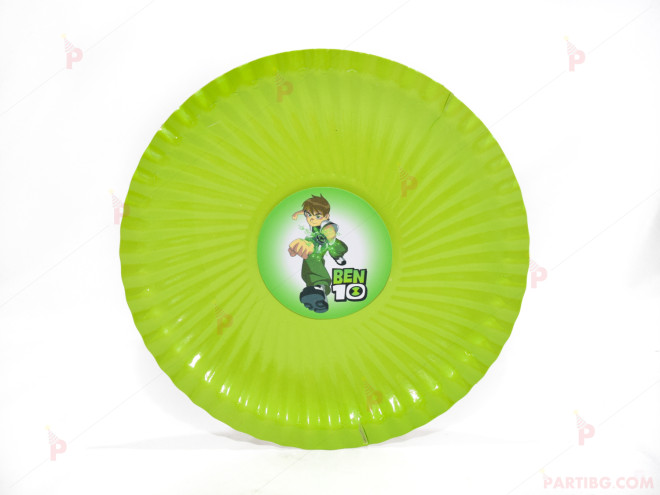 Чинийки едноцветни в зелено с декор Бен Тен/Ben 10 | PARTIBG.COM