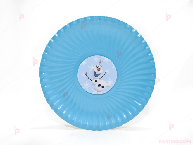 Чинийки едноцветни в синьо с декор Олаф / Frozen | PARTIBG.COM
