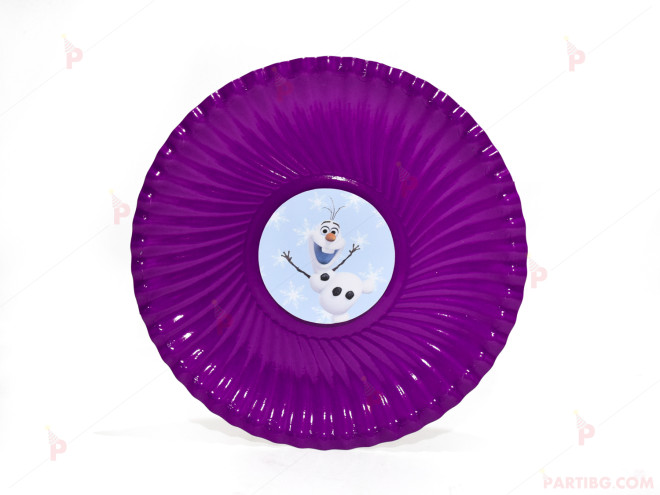 Чинийки едноцветни в лилаво с декор Олаф / Frozen | PARTIBG.COM