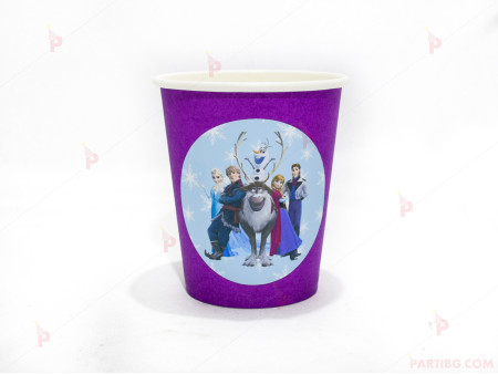 Чашки едноцветни в лилаво с декор Леденото кралство / Frozen