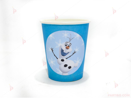 Чашки едноцветни в синьо с декор Олаф / Frozen