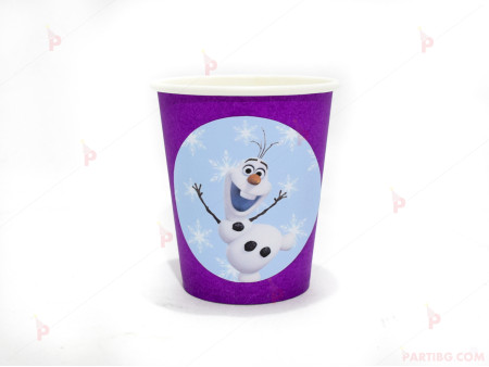 Чашки едноцветни в лилаво с декор Олаф / Frozen