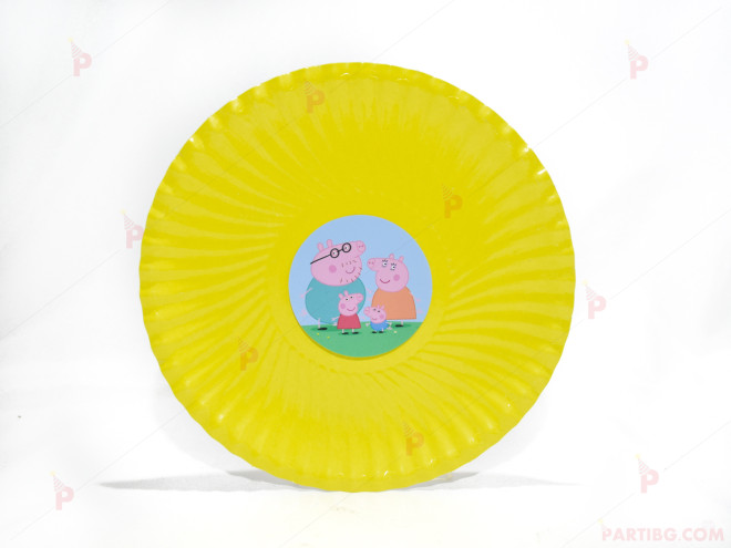 Чинийки едноцветни в жълто с декор Пепа пиг / Peppa pig | PARTIBG.COM