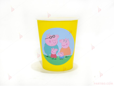 Чашки едноцветни в жълто с декор Пепа пиг / Peppa pig