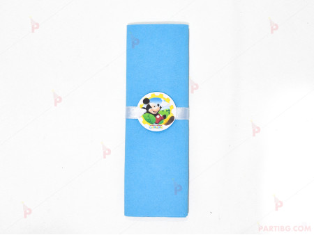 Салфетка едноцветна в синьо и тематичен декор Мики Маус / Mickey Mousee