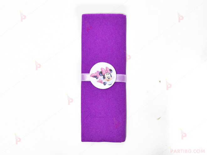 Салфетка едноцветна в лилаво и тематичен декор Мини Маус / Minnie Mousee 2 | PARTIBG.COM