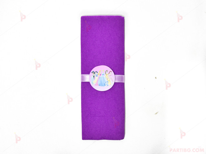 Салфетка едноцветна в лилаво и тематичен декор Принцеси/ Princess | PARTIBG.COM