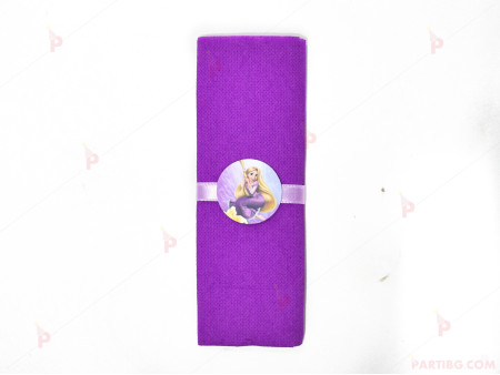 Салфетка едноцветна в лилаво и тематичен декор Рапунцел / Rapunzel