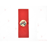 Салфетка едноцветна в червено и тематичен декор Пламъчко и машините/Blaze | PARTIBG.COM