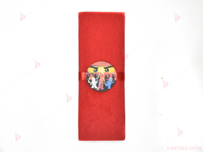 Салфетка едноцветна в червено и тематичен декор Нинджаго / Ninjago | PARTIBG.COM