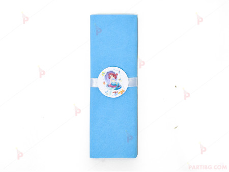 Салфетка едноцветна в синьо и тематичен декор Ариел / The Little Mermaid 2