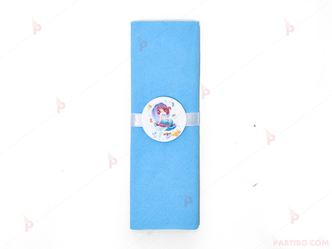 Салфетка едноцветна в синьо и тематичен декор Ариел / The Little Mermaid 2 | PARTIBG.COM