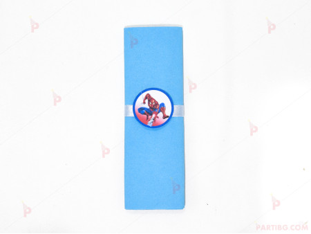 Салфетка едноцветна в синьо и тематичен декор Спайдърмен
