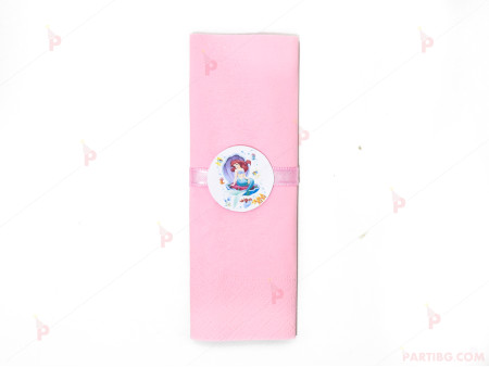 Салфетка едноцветна в розово и тематичен декор Ариел / The Little Mermaid 2