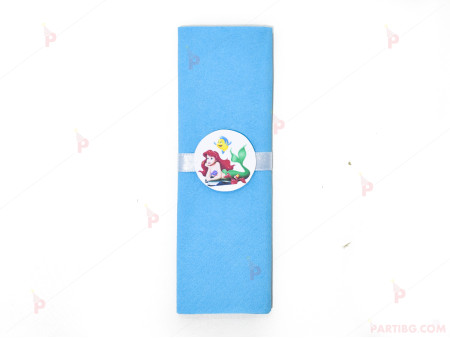 Салфетка едноцветна в синьо и тематичен декор Ариел / The Little Mermaid