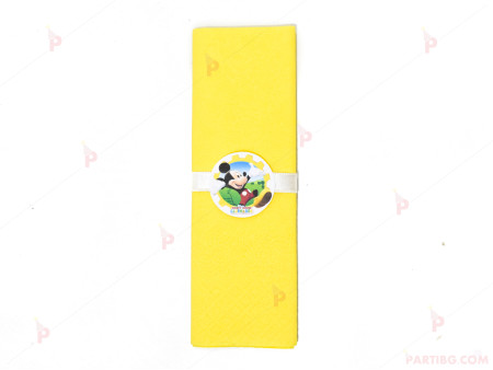 Салфетка едноцветна в жълто и тематичен декор Мики Маус / Mickey Mousee
