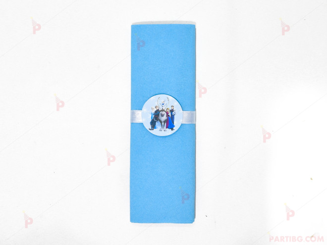 Салфетка едноцветна в синьо и тематичен декор Леденото кралство / Frozen | PARTIBG.COM