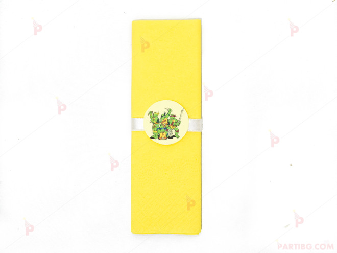 Салфетка едноцветна в жълто и тематичен декор Костенурките нинджа / Turtles | PARTIBG.COM