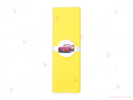 Салфетка едноцветна в жълто и тематичен декор Колите / Cars