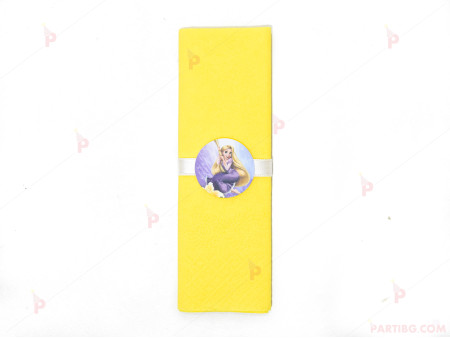 Салфетка едноцветна в жълто и тематичен декор Рапунцел / Rapunzel