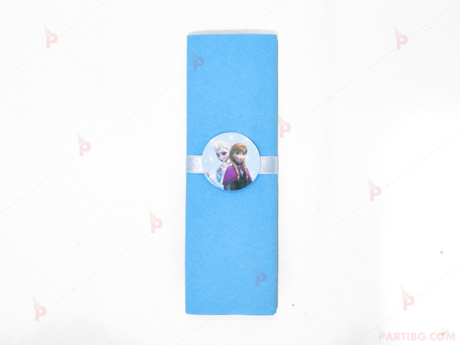Салфетка едноцветна в синьо и тематичен декор Елза и Ана Леденото кралство / Frozen | PARTIBG.COM