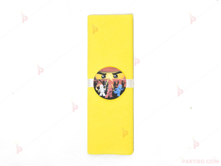 Салфетка едноцветна в жълто и тематичен декор Нинджаго / Ninjago