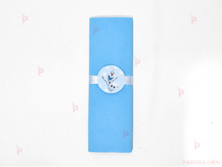 Салфетка едноцветна в синьо и тематичен декор Олаф / Frozen