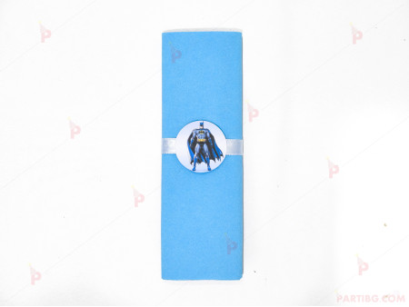 Салфетка едноцветна в синьо и тематичен декор Батман / Batman