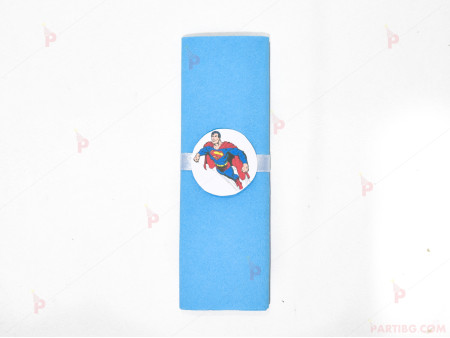 Салфетка едноцветна в синьо и тематичен декор Супермен / Superman