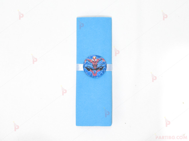 Салфетка едноцветна в синьо и тематичен декор Спайдърмен 2 | PARTIBG.COM