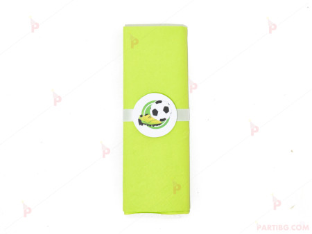 Салфетка едноцветна в зелено и тематичен декор бутонка и футболна топка