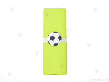 Салфетка едноцветна в зелено и тематичен декор футболна топка
