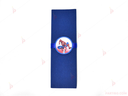 Салфетка едноцветна в тъмно синьо и тематичен декор Спайдърмен