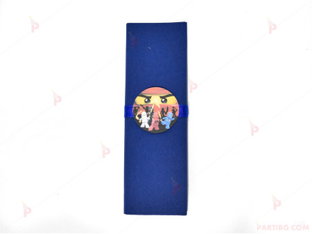 Салфетка едноцветна в тъмно синьо и тематичен декор Нинджаго / Ninjago