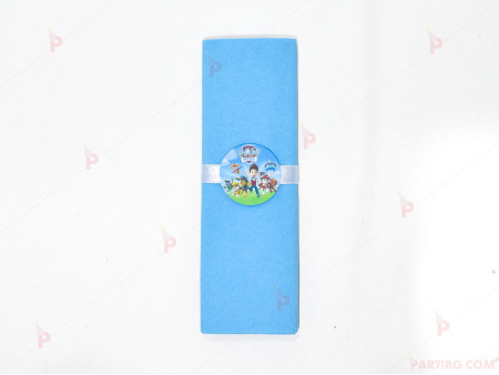 Салфетка едноцветна в синьо и тематичен декор Пес Патрул / Paw Patrol