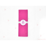 Салфетка едноцветна в циклама и тематичен декор розово мече | PARTIBG.COM
