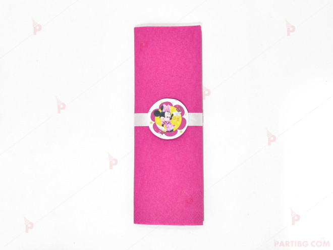 Салфетка едноцветна в циклама и тематичен декор Мини Маус / Minnie Mousee | PARTIBG.COM