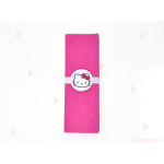 Салфетка едноцветна в циклама и тематичен декор Кити / Hello Kitty 2 | PARTIBG.COM