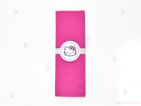Салфетка едноцветна в циклама и тематичен декор Кити / Hello Kitty