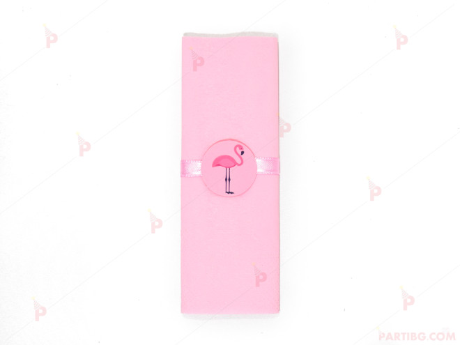 Салфетка едноцветна в розово и тематичен декор Фламинго | PARTIBG.COM