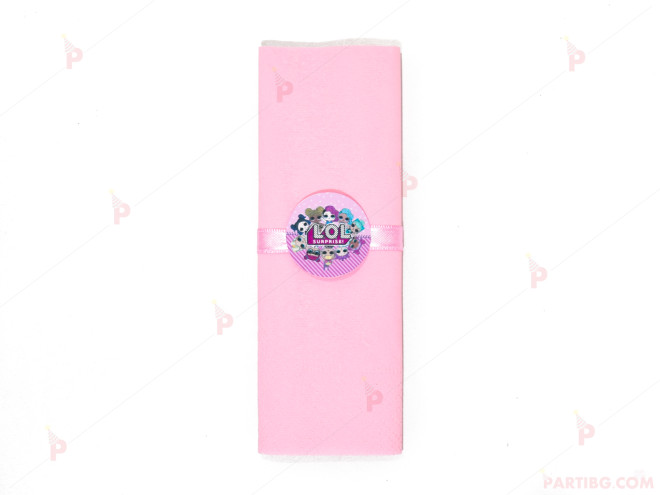 Салфетка едноцветна в розово и тематичен декор Кукли ЛОЛ / LOL Surprise | PARTIBG.COM