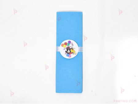 Салфетка едноцветна в синьо и тематичен декор Мики Маус / Mickey Mousee 2