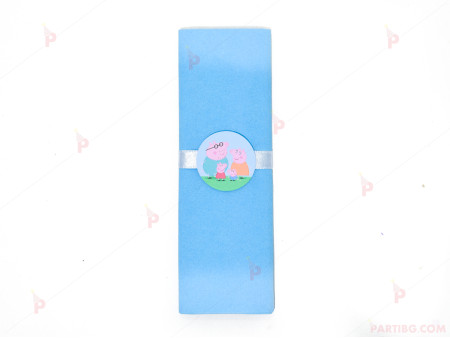 Салфетка едноцветна в синьо и тематичен декор Пепа пиг/ Peppa Pig