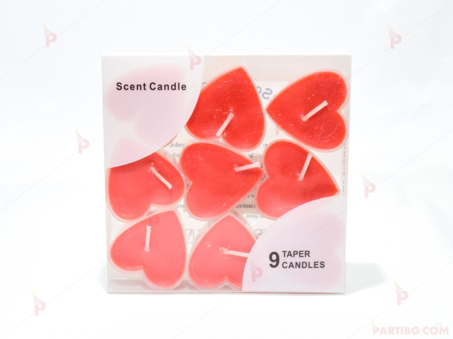 Плаващи чаени свещи във формата на сърце 9 бр. червени | PARTIBG.COM
