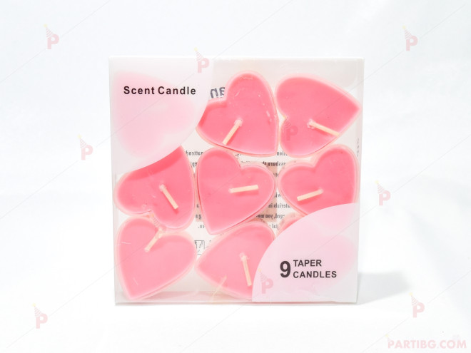 Плаващи чаени свещи във формата на сърце 9 бр. розови | PARTIBG.COM