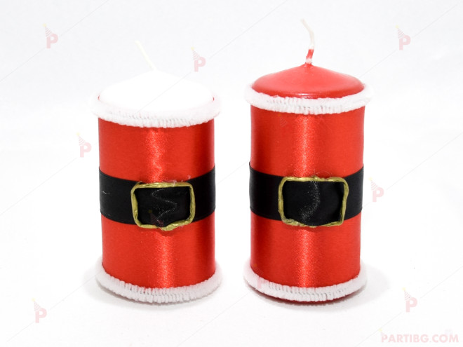 Коледна свещ с украса коланчето на Дядо Коледа | PARTIBG.COM