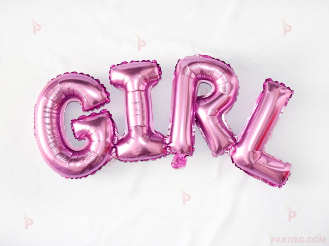 Фолиев балон надпис "GIRL" в розово | PARTIBG.COM